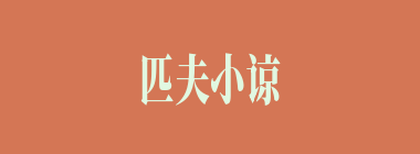 匹夫小谅什么意思？匹夫小谅怎么读？